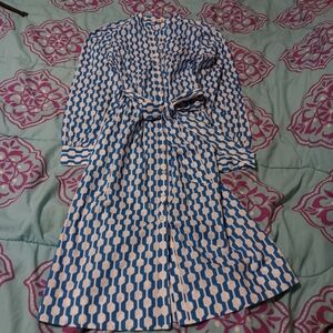 BODEN shirt dress geometric design R6 Blue